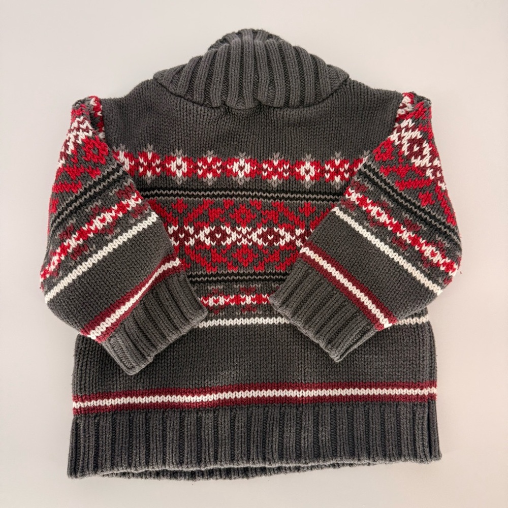 🚨SOLD🚨The Children's Place Gray and Red Knit Sweater Cat & Jack Sweater Size 3T - Picture 3 of 7